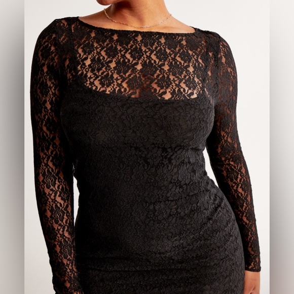 Abercrombie A+F Lace Long Sleeve Mini Dress - Picture 4 of 6